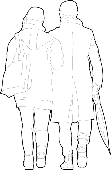 Couple from behind walking away people dwg
