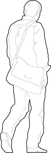 Man from behind walking away cad blocks