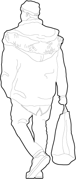 Man walking away from behind