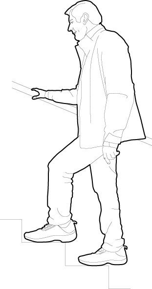 Man walking up stairs silhouette dwg