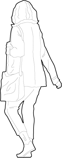 Woman from behind walking away silhouette dwg