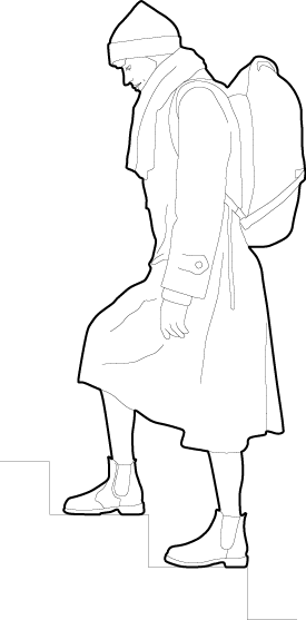 Woman walking up stairs dwg cad